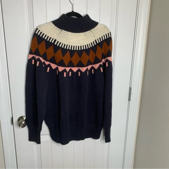 Free Assembly Fair Isle mock neck cotton wool sweater size XXL - Picture 2 of 8